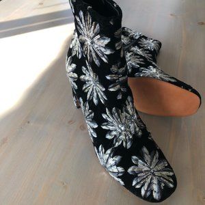 Marc Fisher Grazie Black Velvet and Sequin Ankle Bootie